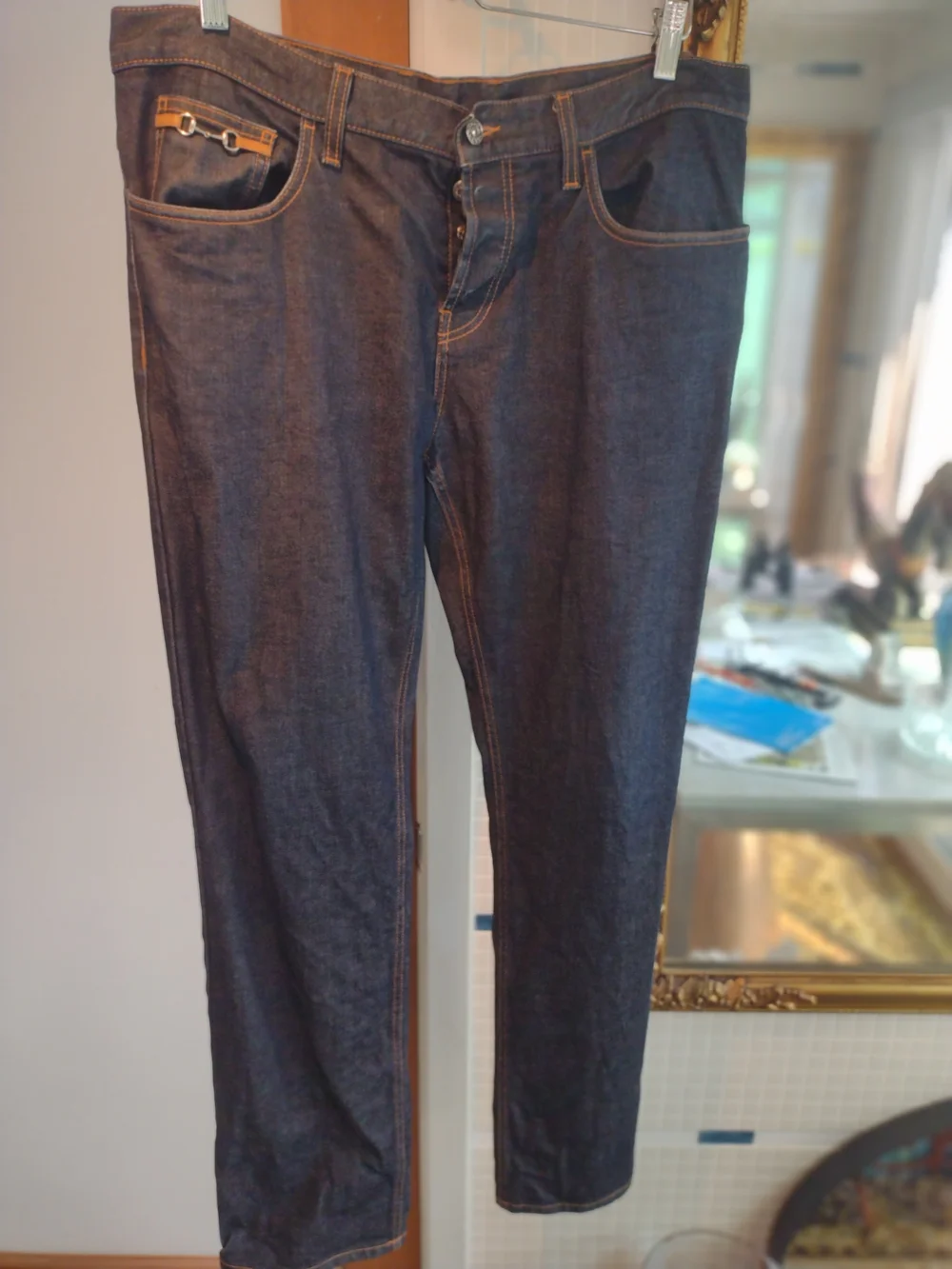 Gucci Men's Dark Blue Denim Slim-Straight Jeans